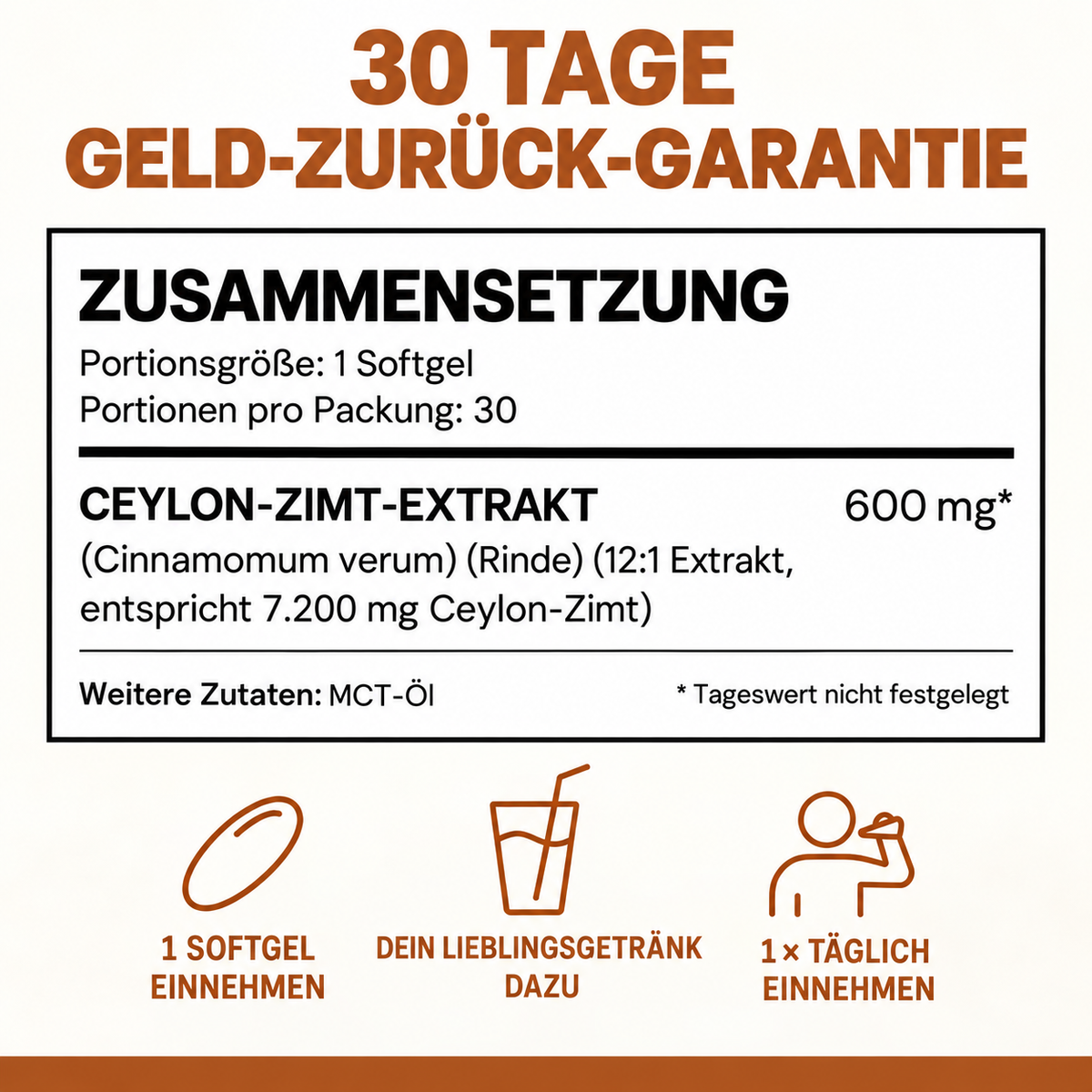 Ceylon Cinnamon 7200mg Equivalent with MCT Oil