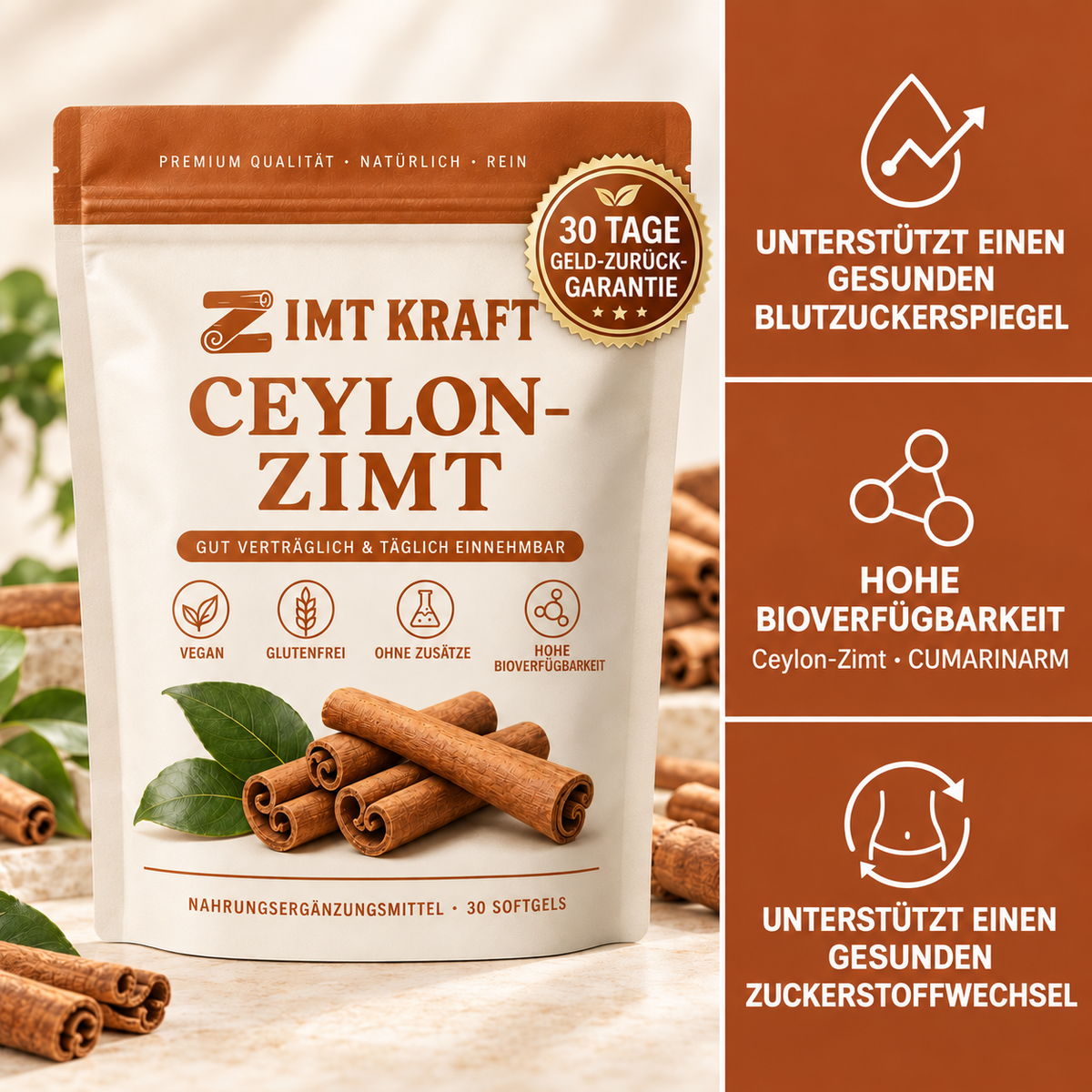 Ceylon Cinnamon 7200mg Equivalent with MCT Oil